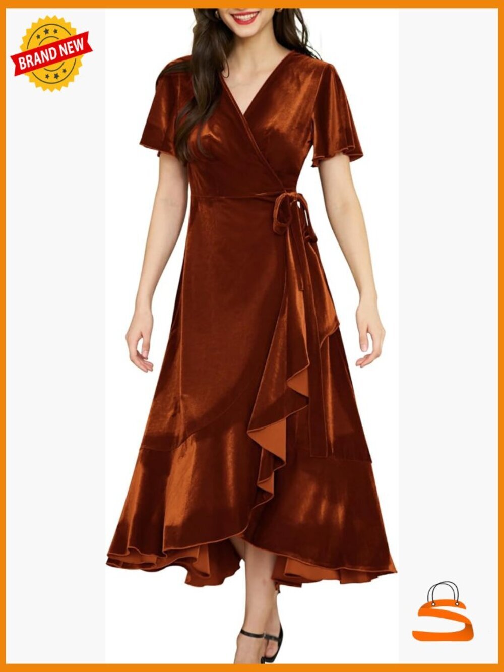 Velvet Maxi Dress V Neck Wrap Dress Maternity Formal Dress with Pockets